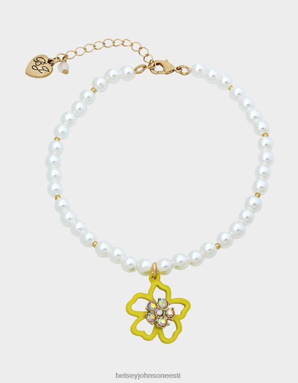 ee Betsey Johnson naised lilleshow pärlilille jalavõru kollane ehted 400N0355