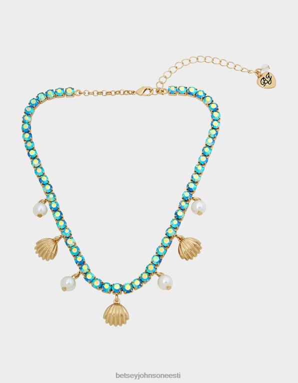 ee Betsey Johnson naised püsikiiruse hoidja shell tennise kaelakee sinine ehted 400N0311