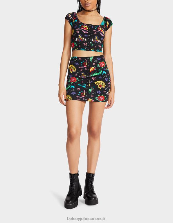 ee Betsey Johnson naised 80. bash snap ees miniseeliku tätoveering tätoveering pri Riietus 400N0288