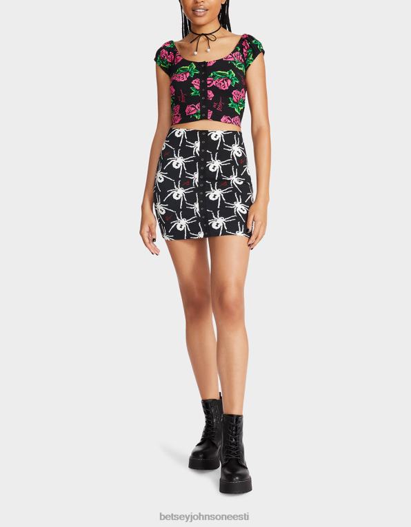 ee Betsey Johnson naised 80. tõmbega eesmine miniseelik must valge Riietus 400N0297