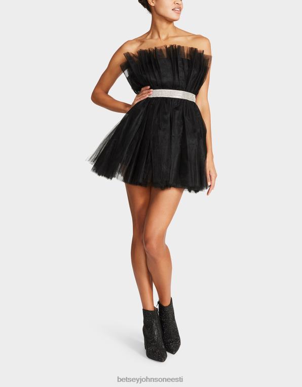 ee Betsey Johnson naised näitab topperi tülli minikleiti must Riietus 400N0289