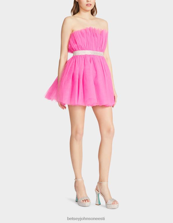 ee Betsey Johnson naised näitab topperi tülli minikleiti soe roosa Riietus 400N0267