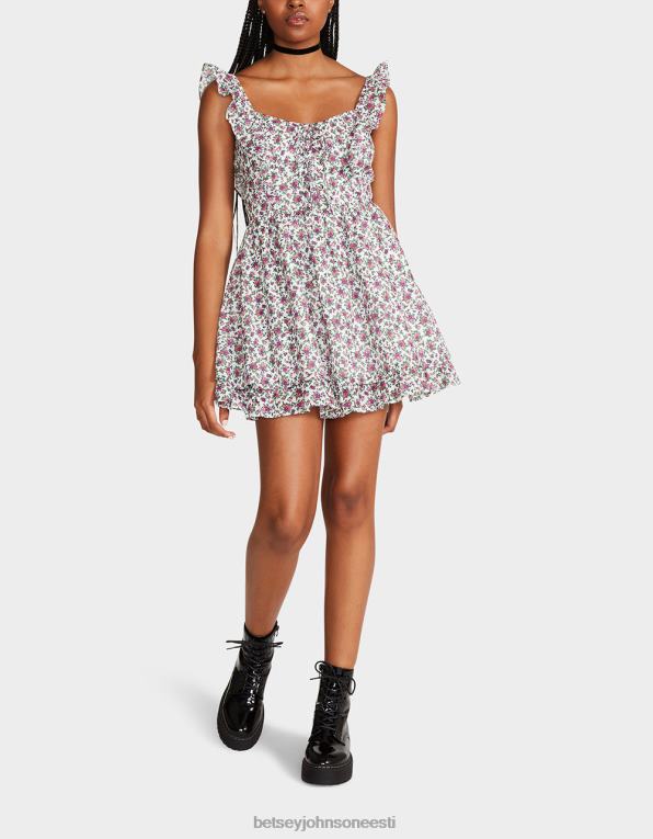 ee Betsey Johnson naised vintage ditsy lilleline minikleit valge mitu Riietus 400N0300