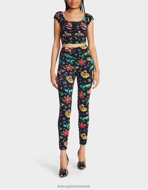 ee Betsey Johnson naised 80. bash teise naha sääristega tätoveering tätoveering pri Riietus 400N0287