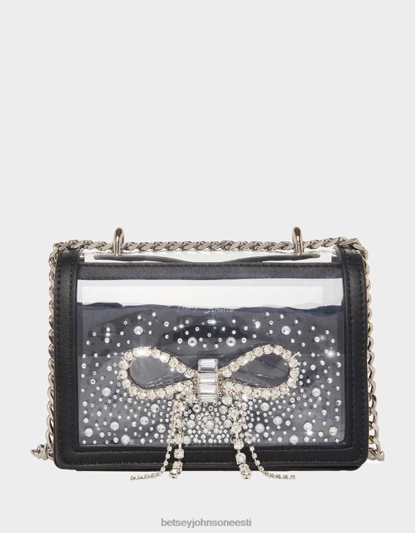 ee Betsey Johnson naised läbipaistev kabriolett kott kivist kaarega must tarvikud 400N0238