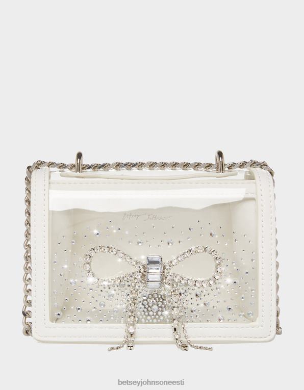 ee Betsey Johnson naised läbipaistev kabriolett kott kivist kaarega valge tarvikud 400N0225