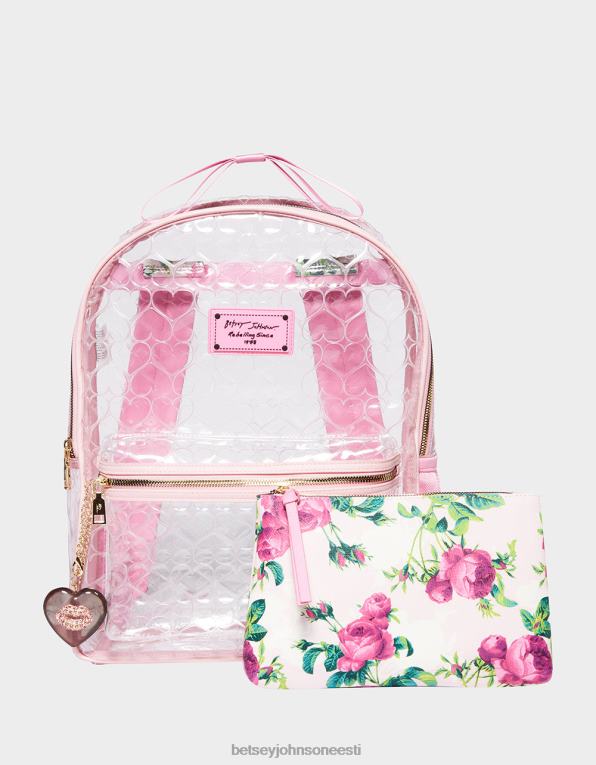 ee Betsey Johnson naised läbipaistev seljakott kotiga põsepuna tarvikud 400N0233