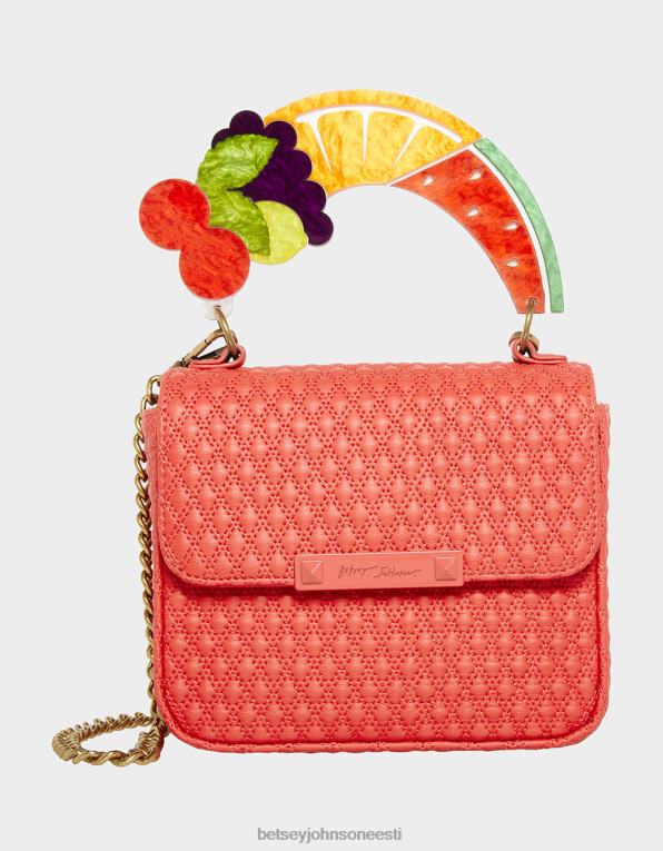 ee Betsey Johnson naised puuviljase käepidemega klapiga kott punane tarvikud 400N0214