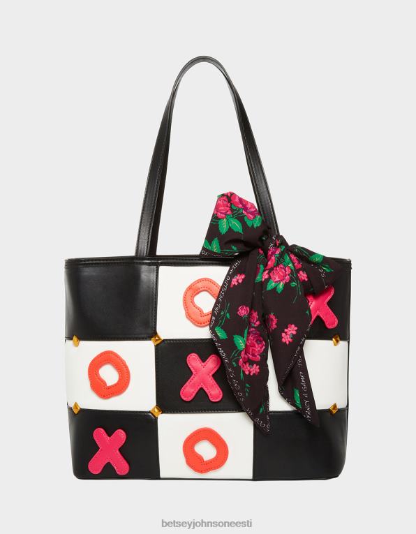 ee Betsey Johnson naised tic tac tote (koos mängunuppudega) must valge tarvikud 400N0229